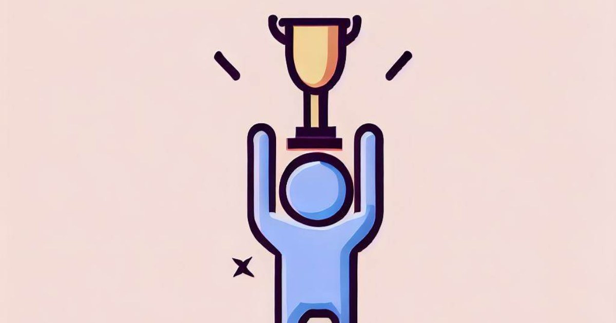 imagem gerada por IA representando pessoa celebrando troféu ao alcançar a primeira página do google